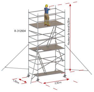 Échafaudage roulant en aluminium 150 × 250 cm R-312004 Tobler SA