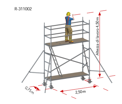 Ponteggio mobile in alluminio 75 × 250 cm R-311002 Tobler AG