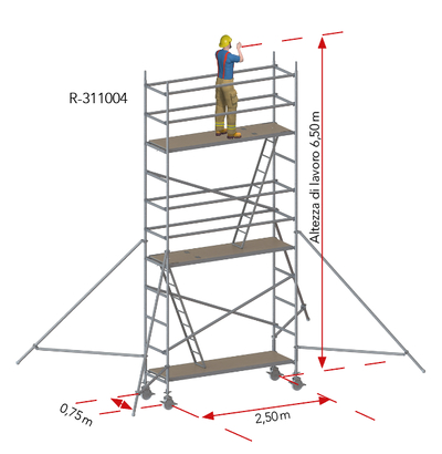 Ponteggio mobile in alluminio 75 × 250 cm R-311004 Tobler AG