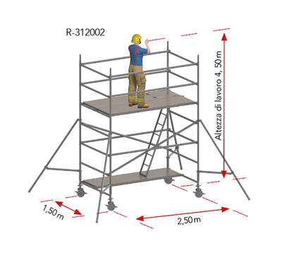 Ponteggio mobile in alluminio 150 × 250 cm R-312002 Tobler AG