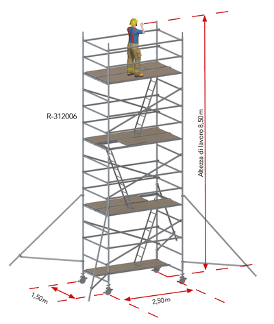 Ponteggio mobile in alluminio 150 × 250 cm R-312006 Tobler AG